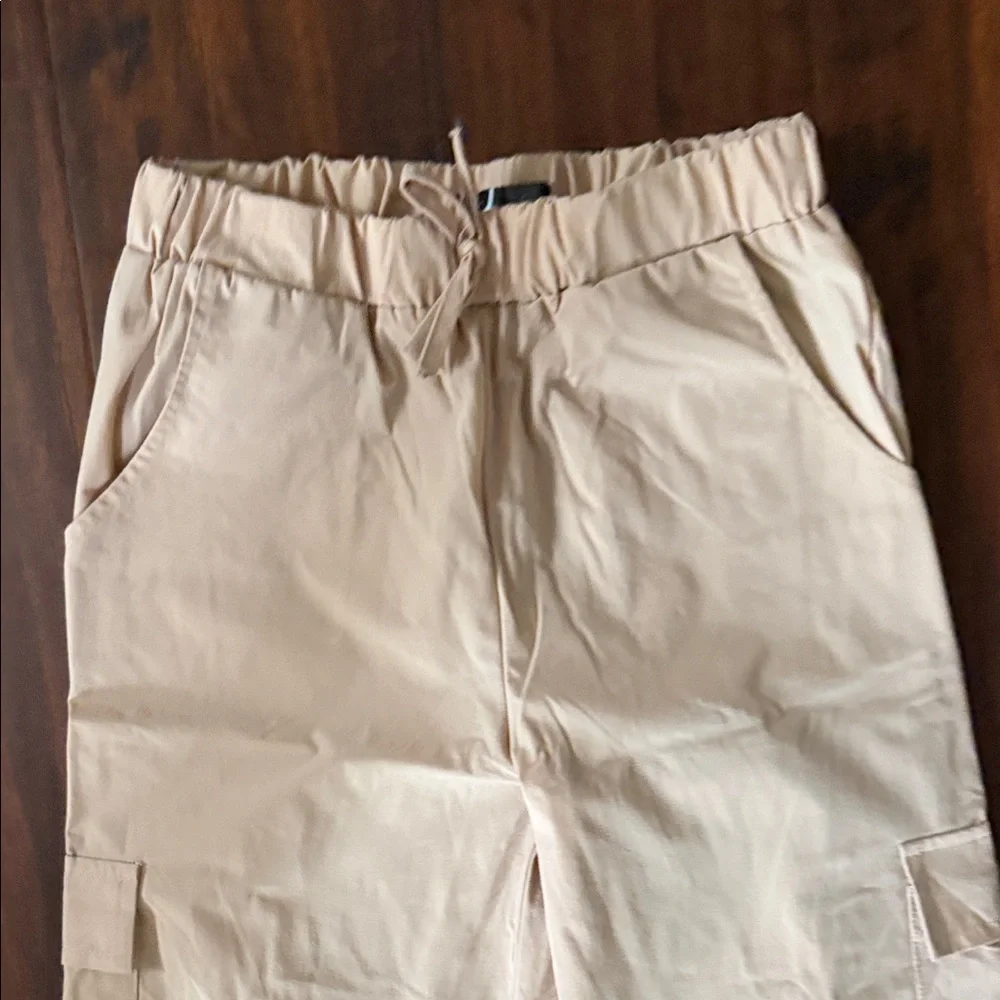 Girls Cream Cargo Pants